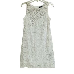 Ronni Nicole Knee Length Dress, Sleeveless, White Lace, Size 8